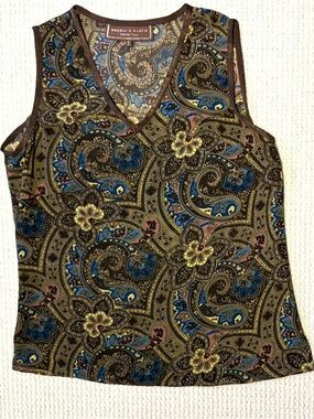 Double D Ranch Y2K Woodlands Paisley Georgette Tank Top Womens S Coastal Cowgirl